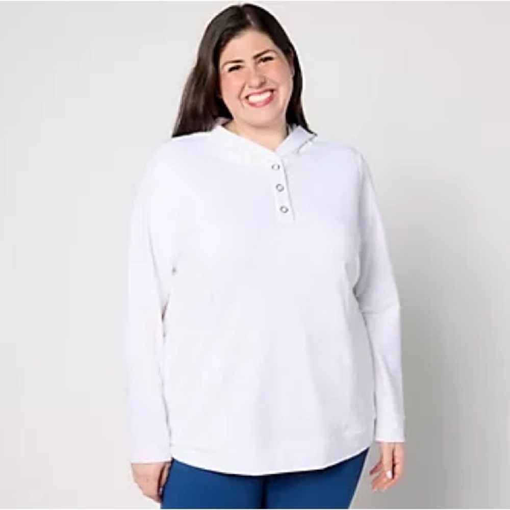 Sport Savvy Long-Sleeve Snap-Front White Hoodie